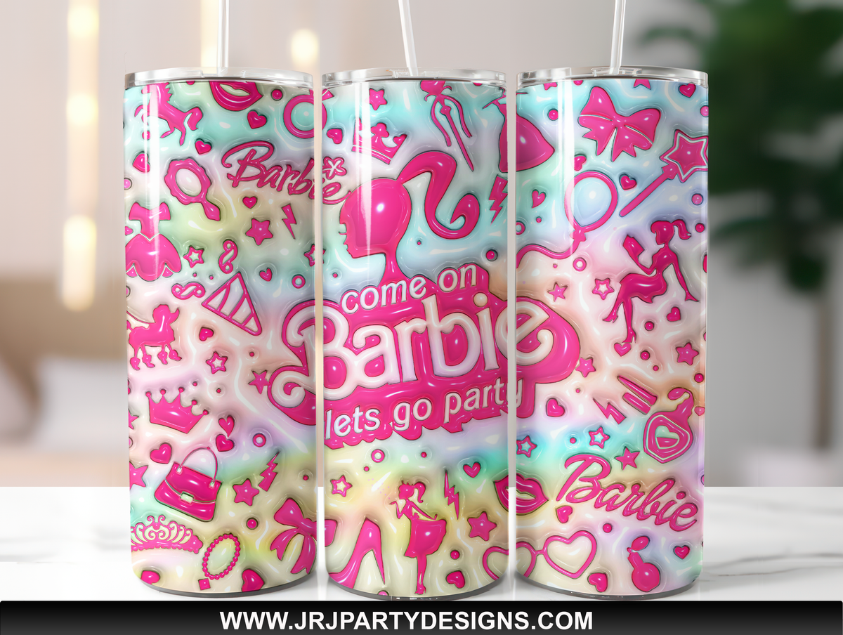 Barbie Let's Go Party Rhinestone Tumbler with Straws Home @ Rita's Unique  Boutique