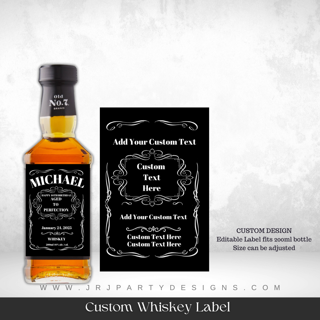Custom Jack Daniels Whiskey Label Design – JRJ Party Designs Inc.