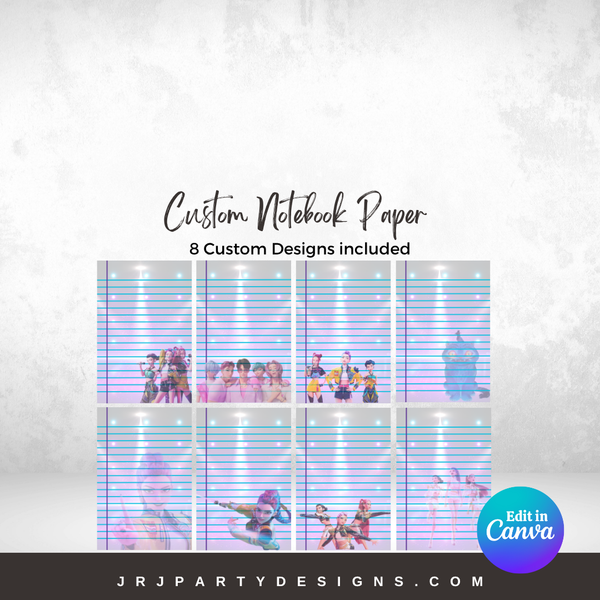 Editable K-Pop Custom Notebook Paper Template | 8 Designs, 3 Sizes | Canva Pro Template | Digital Download