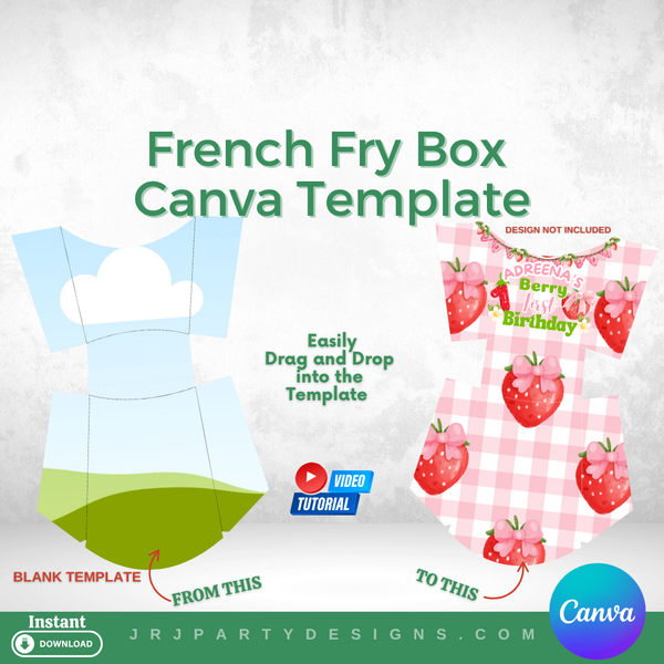 editable canva french fries box template