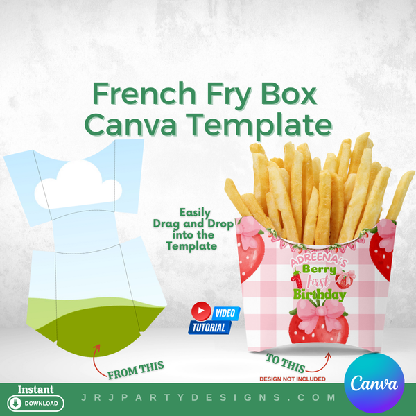 French fry box canva template