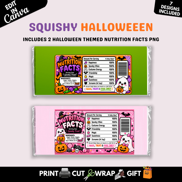 Squishy Halloween Candy Bar Wrapper Template Bundle