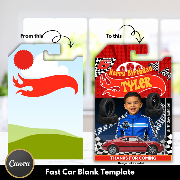 DIY Fast Wheels Blank Template | Canva Digital Download