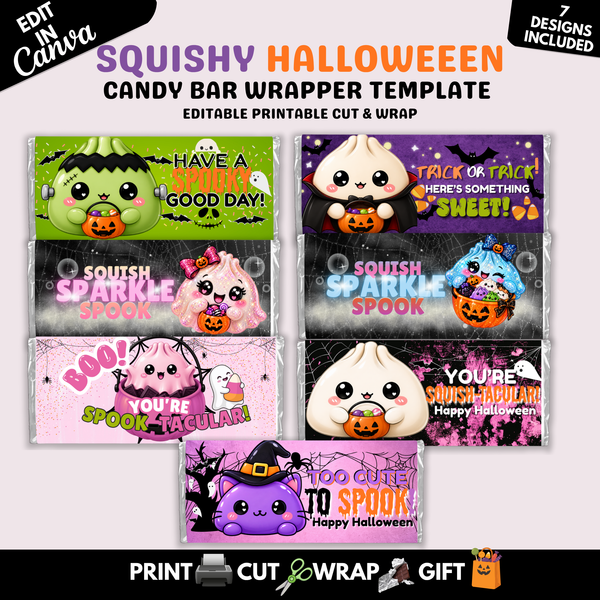 Squishy Halloween Candy Bar Wrapper Template Bundle
