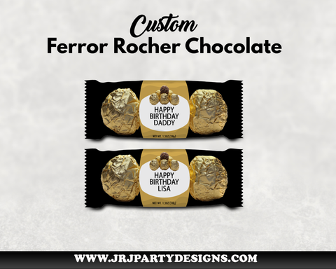 Custom Printed Chocolate Labels Wedding Favors Bridal Shower Favors, Birthday Party Favors, adult party favors, custom Chocolate bars, personalized Ferror Rocher, personalized hazelnut chocolate 