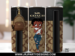 Betty Boop, Black Betty Boop, Betty Boop Tumbler, Coach Tumbler, Coach handbag, Coach backpack, Custom Tumbler, Sublimation Tumbler Design