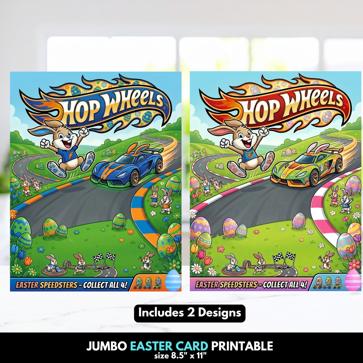 Easter Race Car Bunny Treat Card Printable, Hop Wheels, Easter Treat C ...