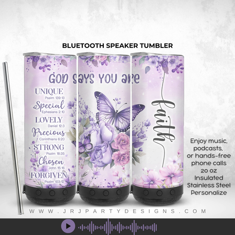 God Says You Are, 20oz Stainless Steel Tumbler, Bluetooth Speaker Tumbler, Bluetooth Tumbler, Speaker Tumbler, Custom Tumbler, Journalling inspiration, I am She She is Me, I am Her, Inspirational Tumbler, Motivational Tumbler, Christian Tumbler Wrap, God Says you are tumbler 