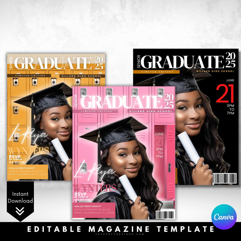 Graduation Lettering Magazine Editable Graduation Magazine Template – JRJ Party Designs Inc.