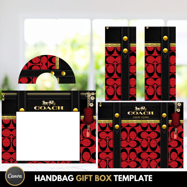 Handbag gift box template with luxury purse design
