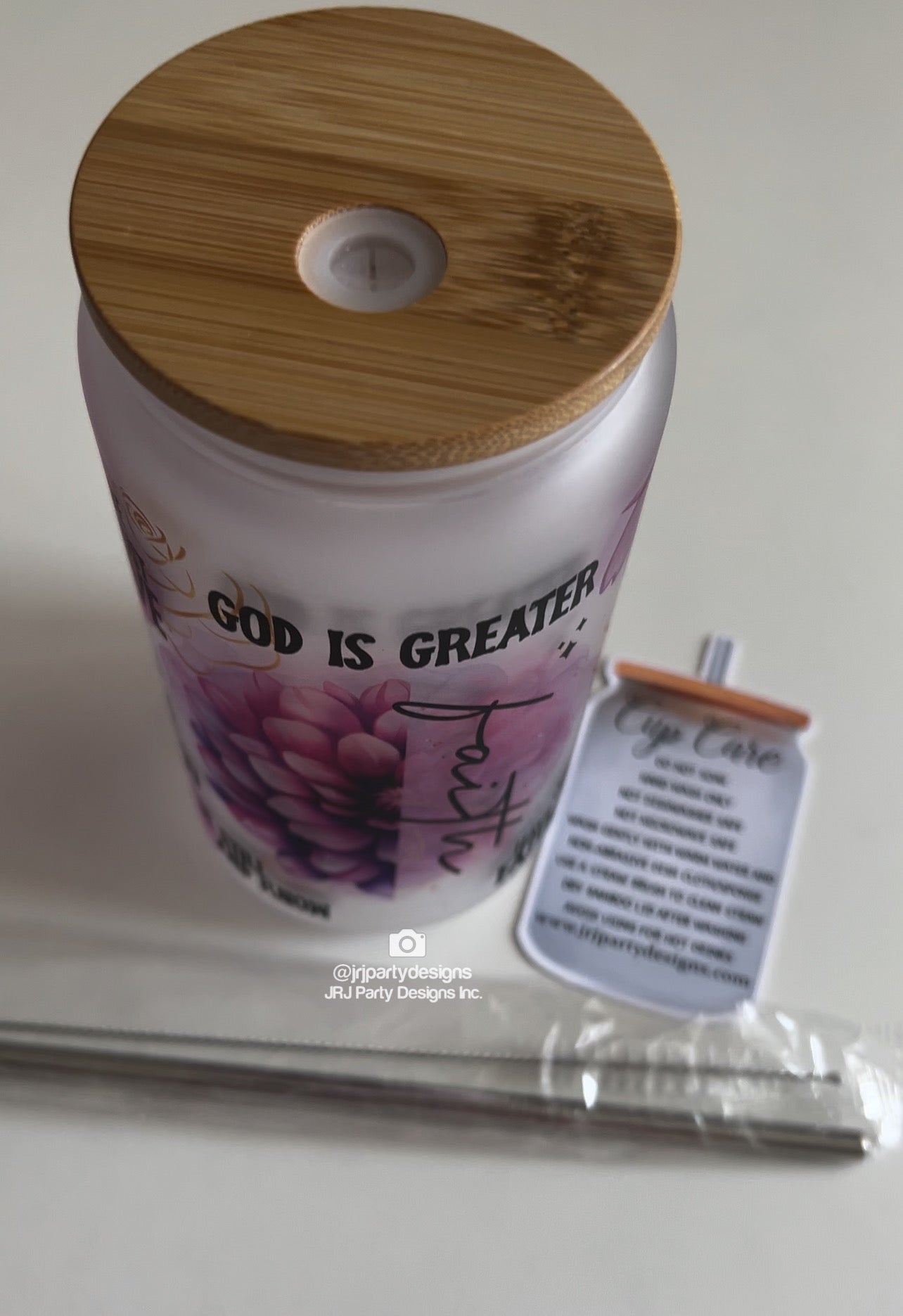 God is Greater Frosted Glass Cup