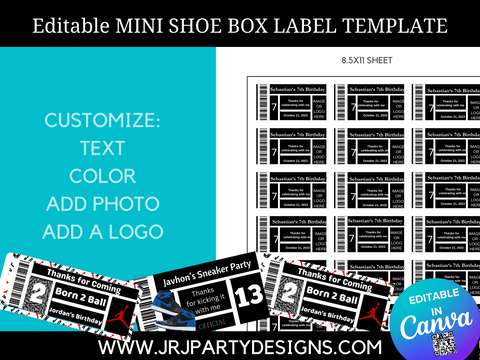 Mni Sneaker Box Sticker Label Template, Mini Shoe Box label, Mini shoe box sticker, mini shoe box template, mini sneaker box template, diy sneaker box, diy shoe box, mini gift box template