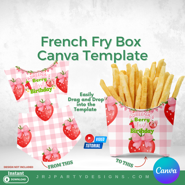 DIY French fry box canva template 