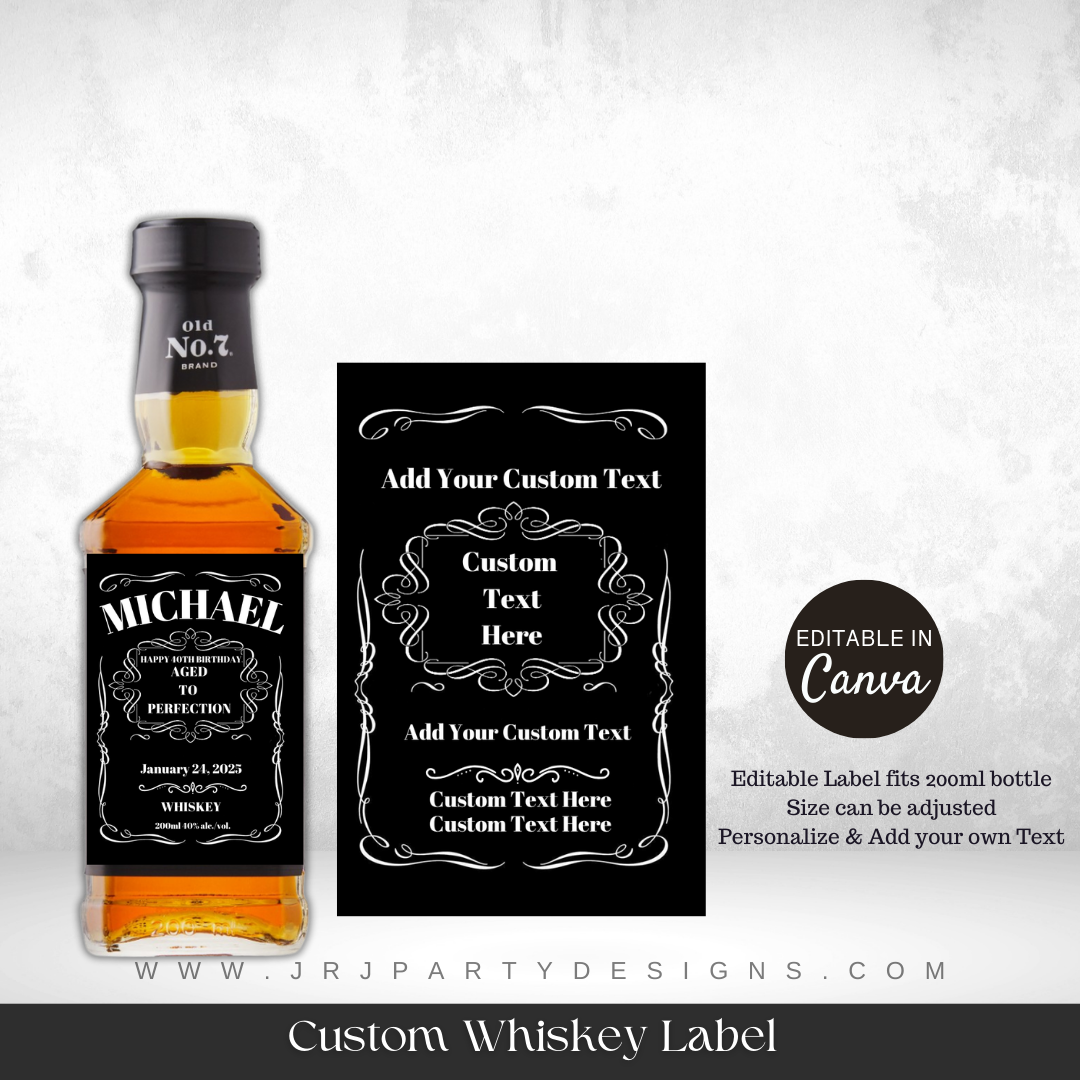 Custom Scotch Label Jack Daniel's-Inspired Whiskey Label Editable Template – JRJ Party ...