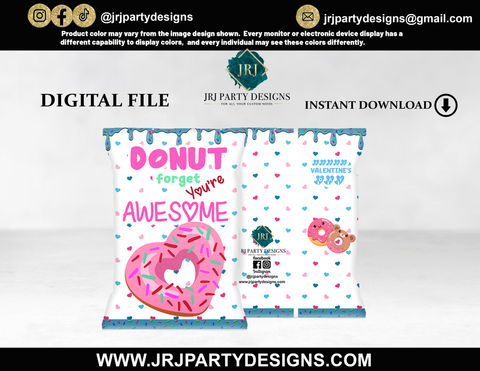 Valentine's Day Donut Treat Bag - DIGITAL FILE - Instant Download