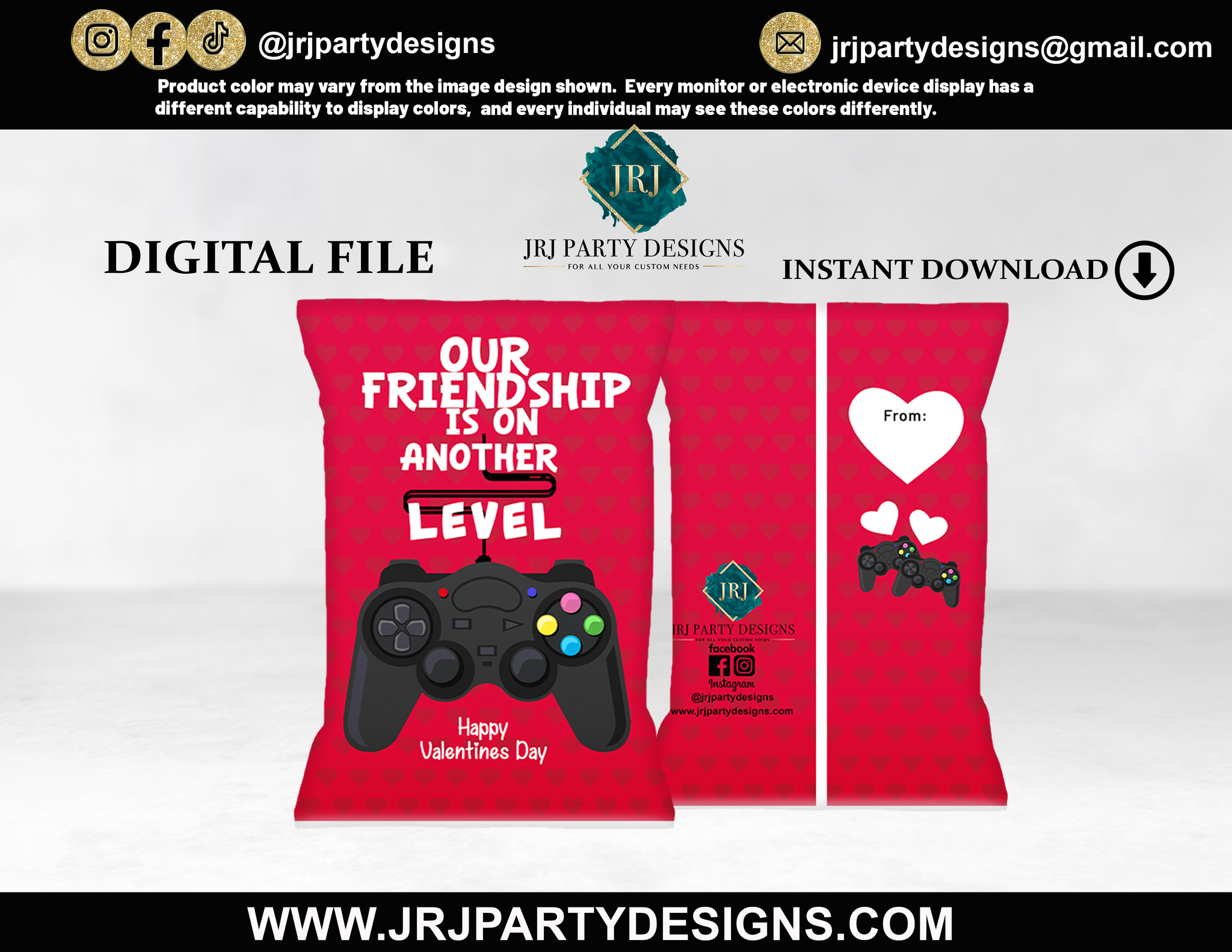 Gamer Valentine's Day Treat Bag - DIGITAL FILE - Instant Download