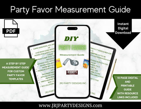 Party Favor Measurement Guide - Instant Download - Digital File