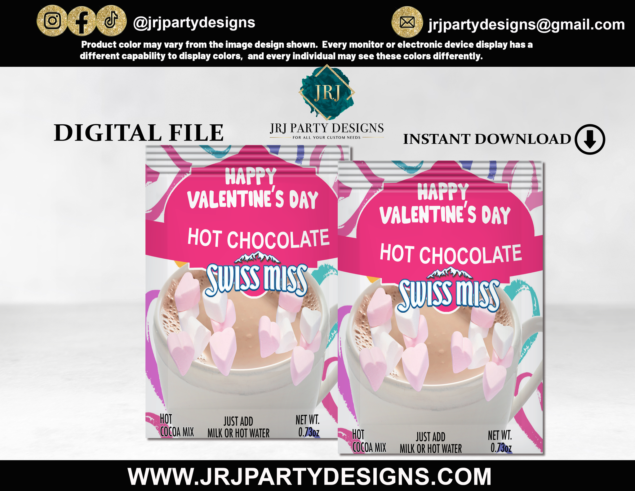 Valentine's Day Hot Chocolate Packets - DIGITAL FILE - Instant Download